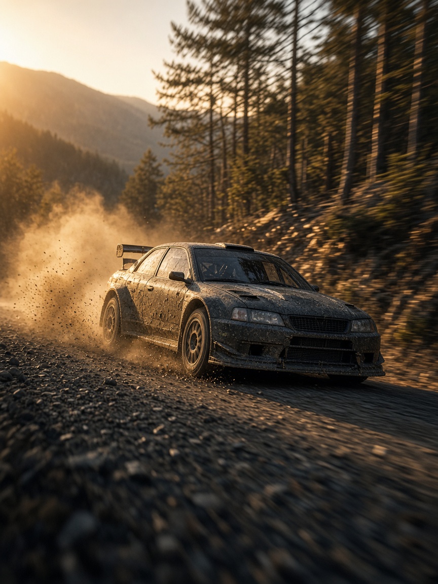 Carro de rally em terra